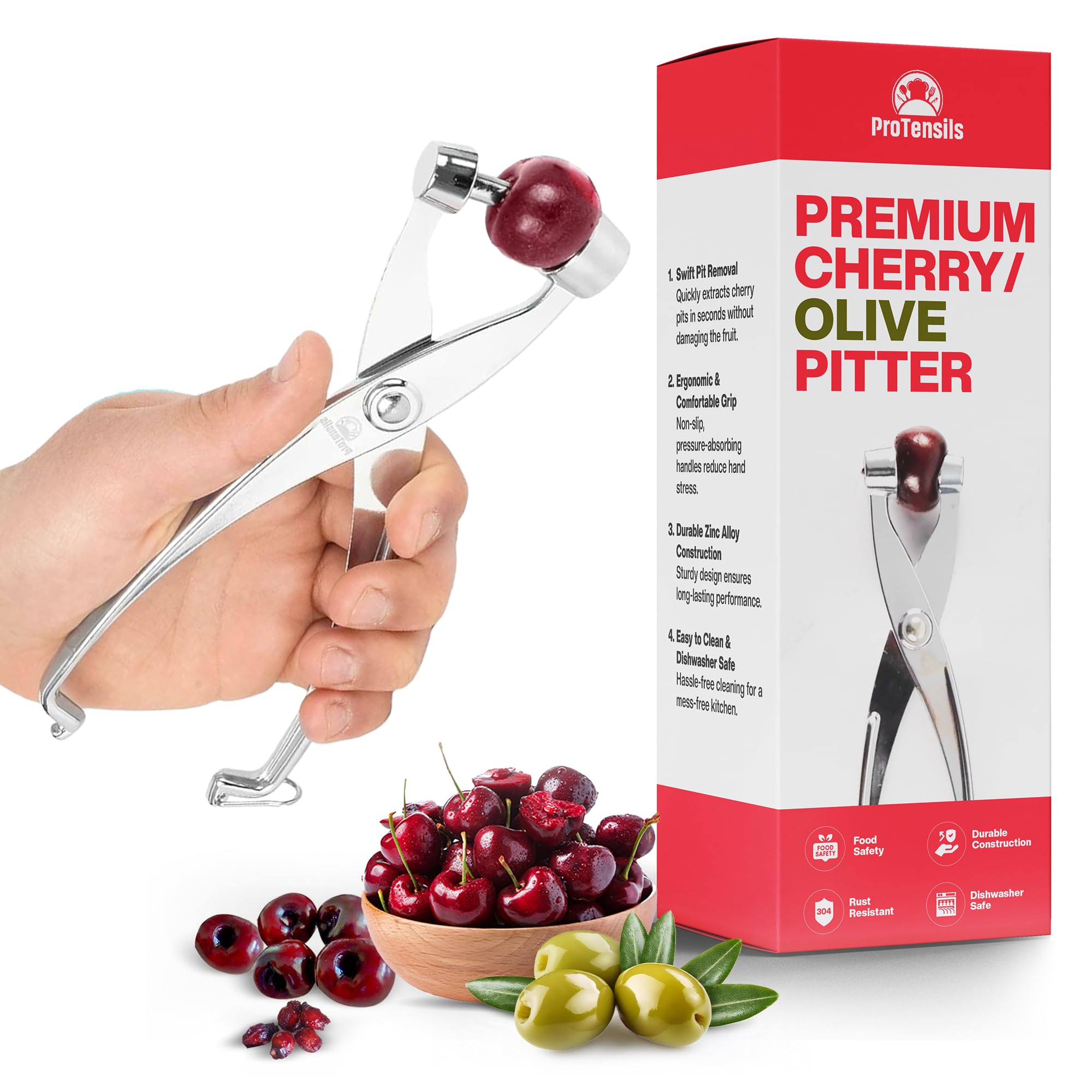 Premium Kirschentkerner – robustes Werkzeug | hochwertige Verarbeitung (Silber)