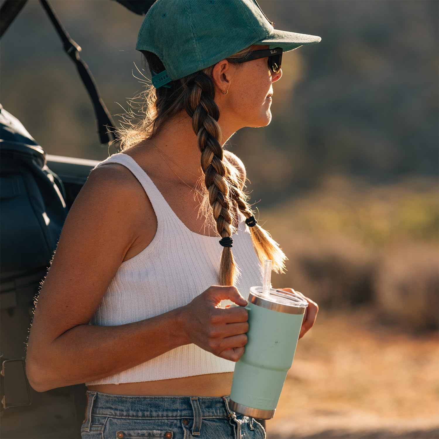 YETI Rambler 25 oz Tumbler with Handle and Straw Lid, Travel Mug Water Tumbler, Vacuum Insulated Cup with Handle, Stainless Steel, Camp Green thumbnail