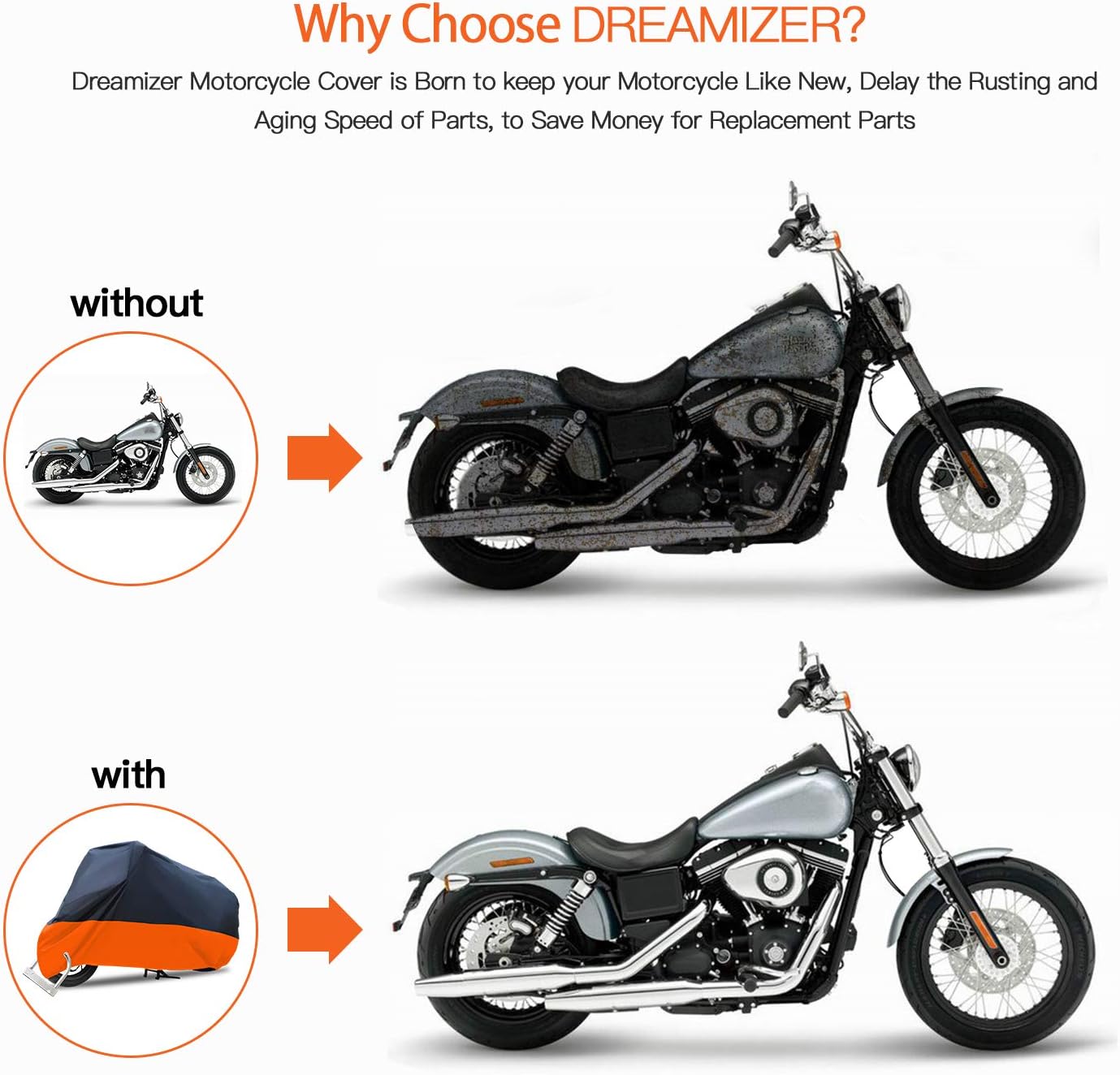 Rich Choices XXXL 116" Motorcycle Cover Waterproof for Harley Davidson Street Glide Touring Road King Electra Glide Classic