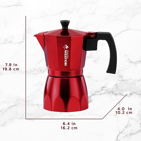 Amazon.com: Holstein Housewares - Espresso de aluminio de 3 tazas, color  plateado : Todo lo demás