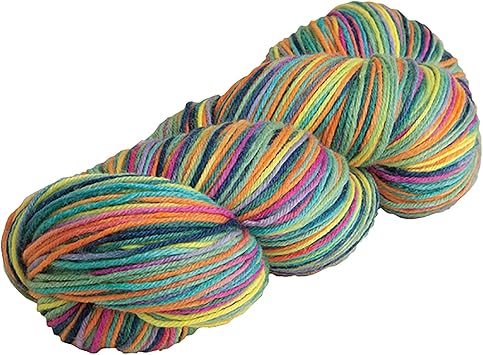 Knit Picks Stroll Rainbow Merino Wool Fingering Sock Weight Yarn | 100g hank of hand dyed yarn for knitting in Gumball color, machine washable.