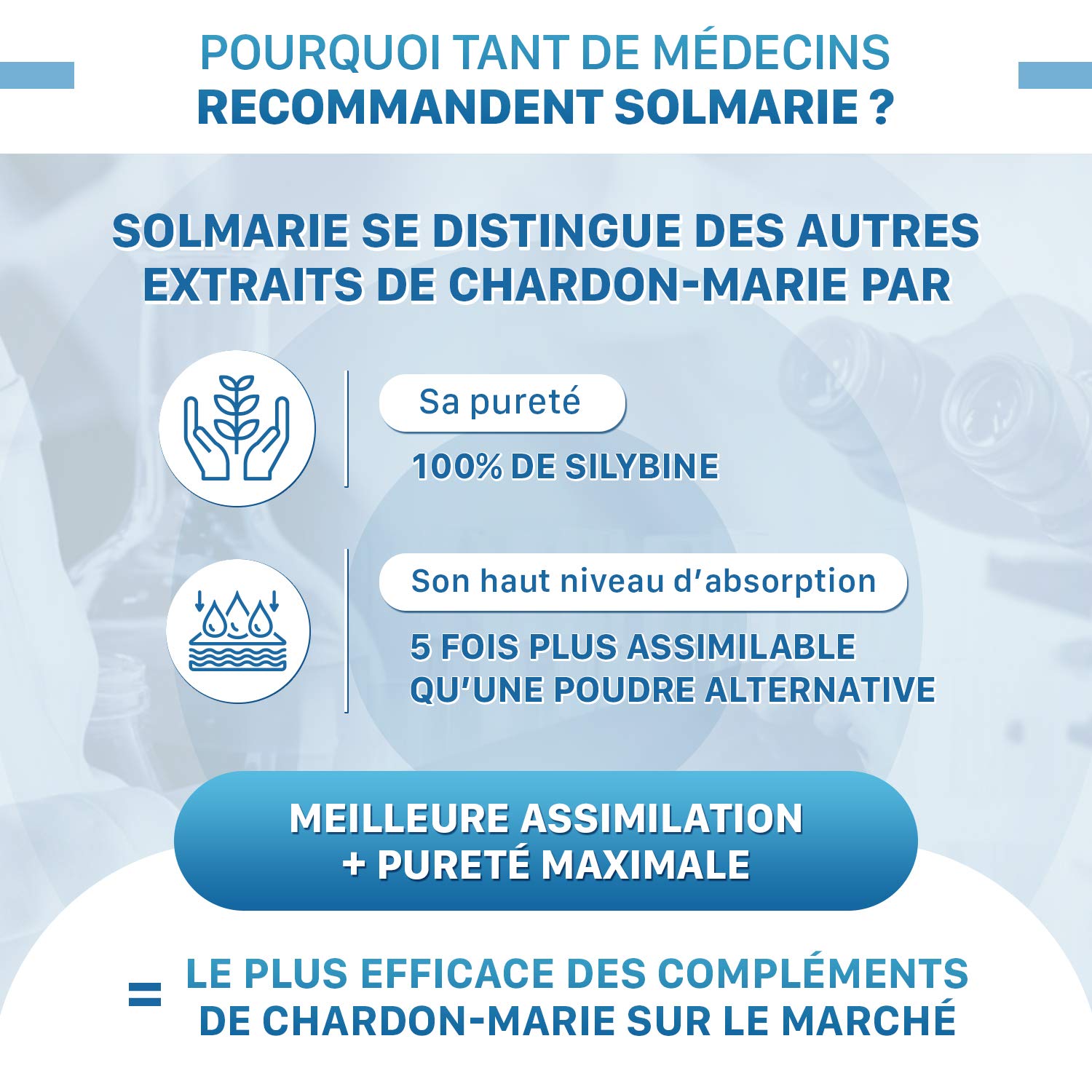 SOLMARIE Chardon-Marie 100% Silybine Haute Pureté - Absorption 5 FOIS supérieure à Silymarine via Etude - Cure détox du foie et digestion - 60 gélules Chardon Marie par le Laboratoire Français SOLAGE