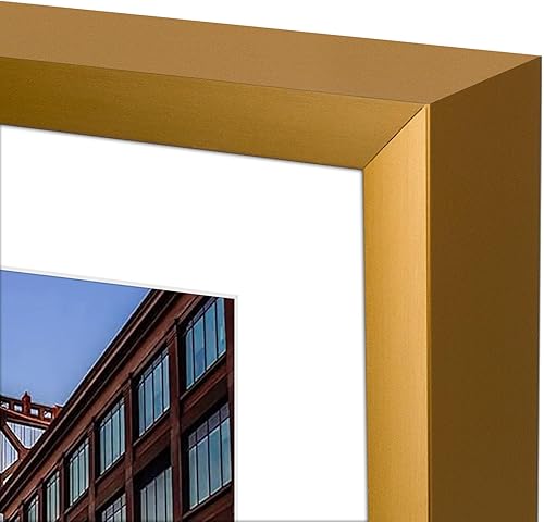 Vista 8 de Frametory - Marco de aluminio de 11 x 14 para fotos de 8 x 10 (en pulgadas), con paspartú marfil, de pared, con gancho de sierra, pestañas Bronce