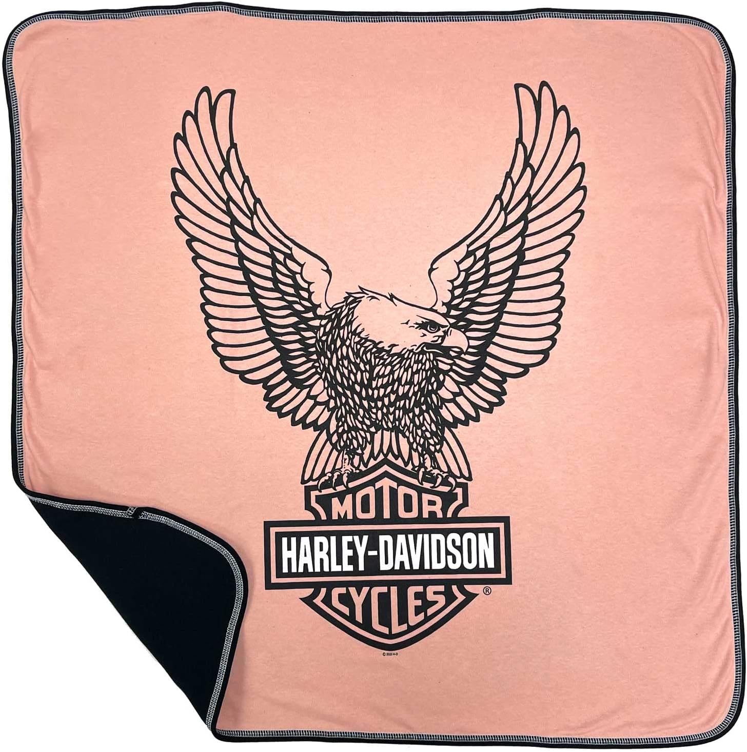 HarleyDavidson Baby Girls' UpWinged Eagle Receiving Blanket, Dusty Pink/Black