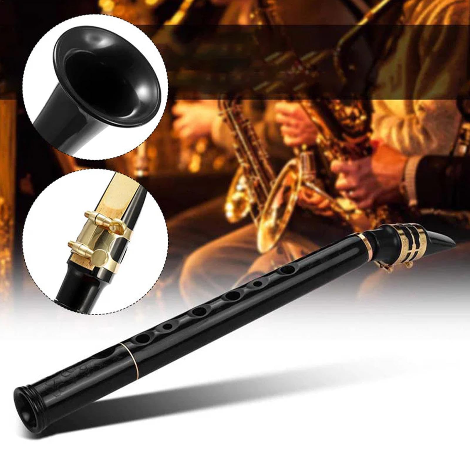 Saksofon kieszonkowy, 8-otworowy saksofon C, przenośny instrument dęty drewniany z trzciną, torba do przenoszenia, narzędzie do ćwiczeń dla muzyków, początkujących, 3,5 x 37 cm