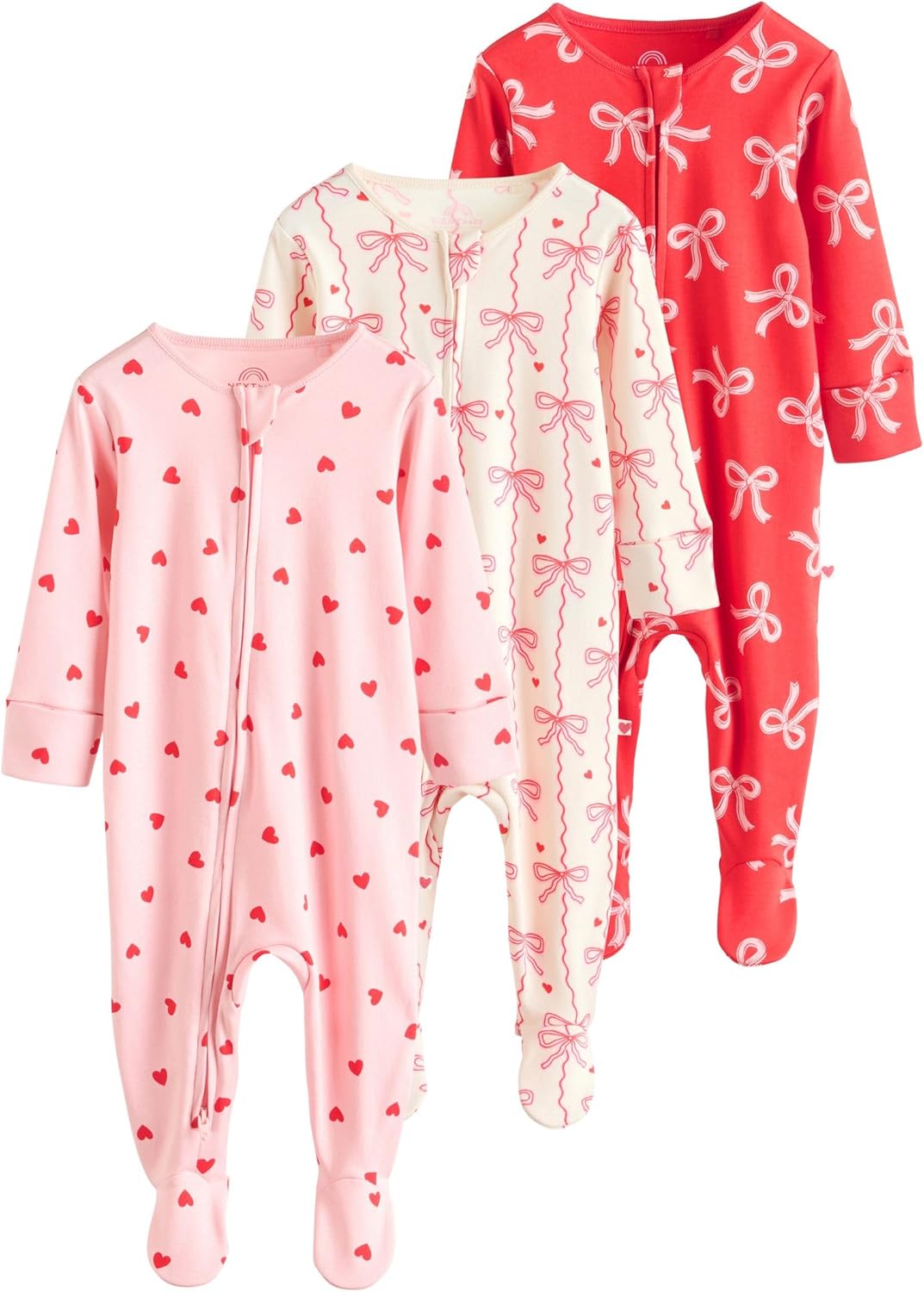 NEXT Babymeisje Set van 3 babypyjama's met tweewegritssluiting Helder 9 Mois