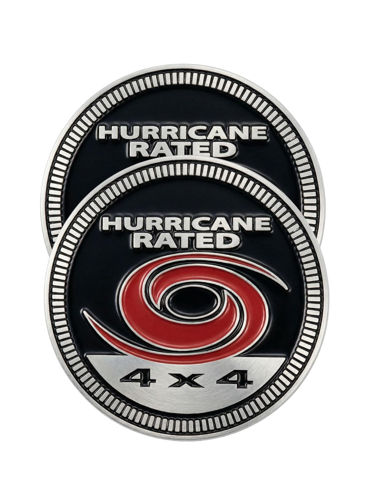 2 pcs Car Emblem 4 x 4 Metal Automotive Badge 3D Metal Car Badges Emblems Round Emblem Decals Car Badge Decals Stickers Compatible with Vehicles Trucks SUV RV Decorations (Hurricane)