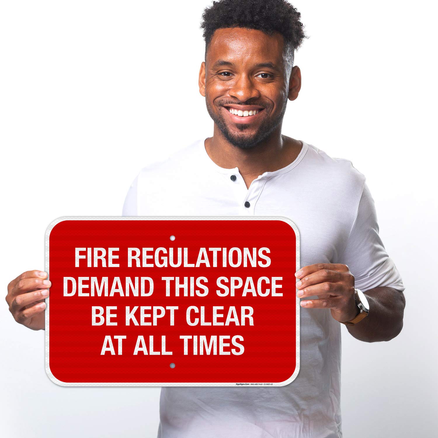 Fire Regulations Demand This Space Be Kept Clear at All Times Sign, Fire Safety Sign, 12x18 Inches, 3M EGP Reflective .063 Aluminum, Fade Resistant, Indoor/Outdoor Use, Made in USA