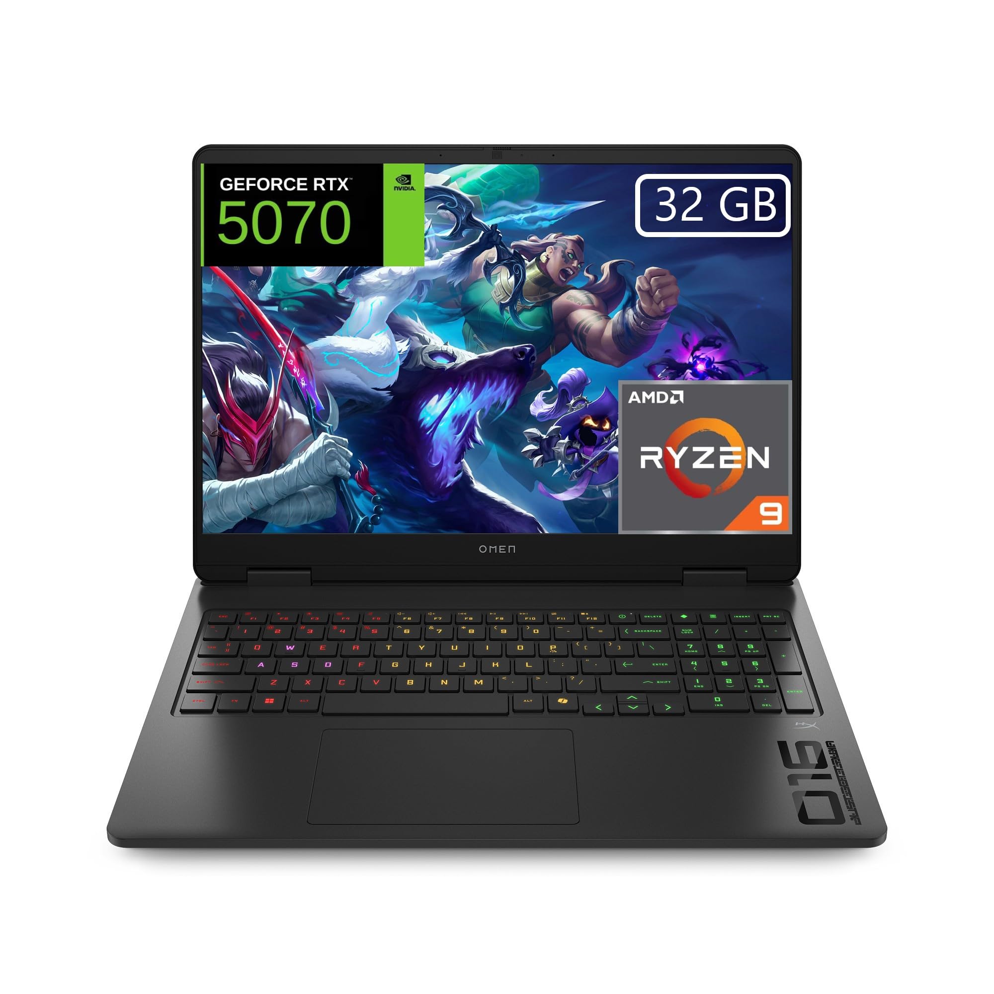 HP OMEN 16-ap0032ns, Ordenador portátil Gaming 16" 2K AMD Ryzen 9-8940HX, 32GB RAM, 1TB SSD, NVIDIA GeForce RTX 5070, FreeDos, Negro - Teclado QWERTY Español