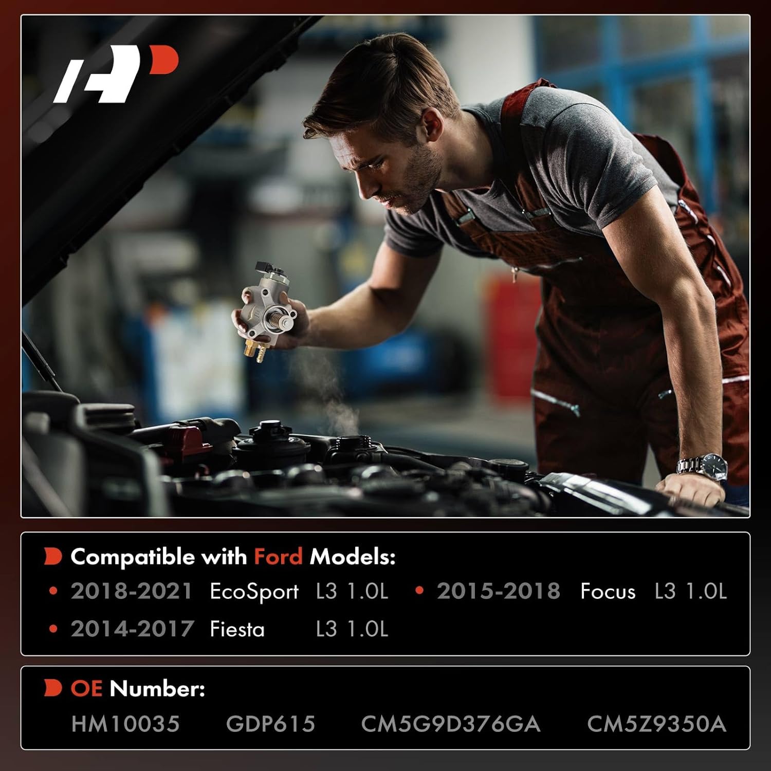 A-Premium High Pressure Fuel Pump Compatible with Ford Focus 2015-2018, Fiesta 2014-2017, EcoSport 2018-2021, 1.0L, Replace# CM5G9D376GA, CM5Z9350A