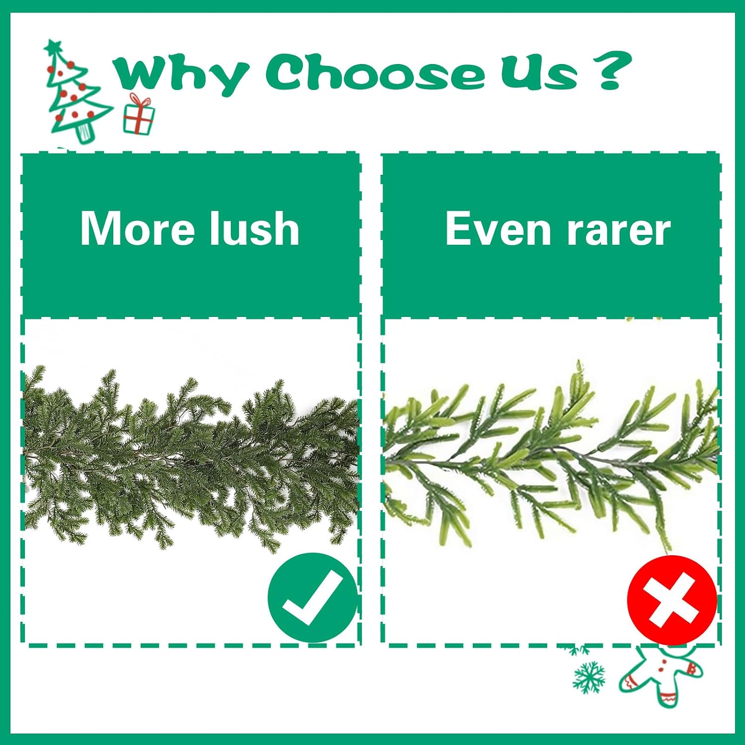 6FT Christmas Cedar Garland Realistic with Soft Pine Needles, Faux Greenery Pine Garland for Mantle Fireplace Staircase
