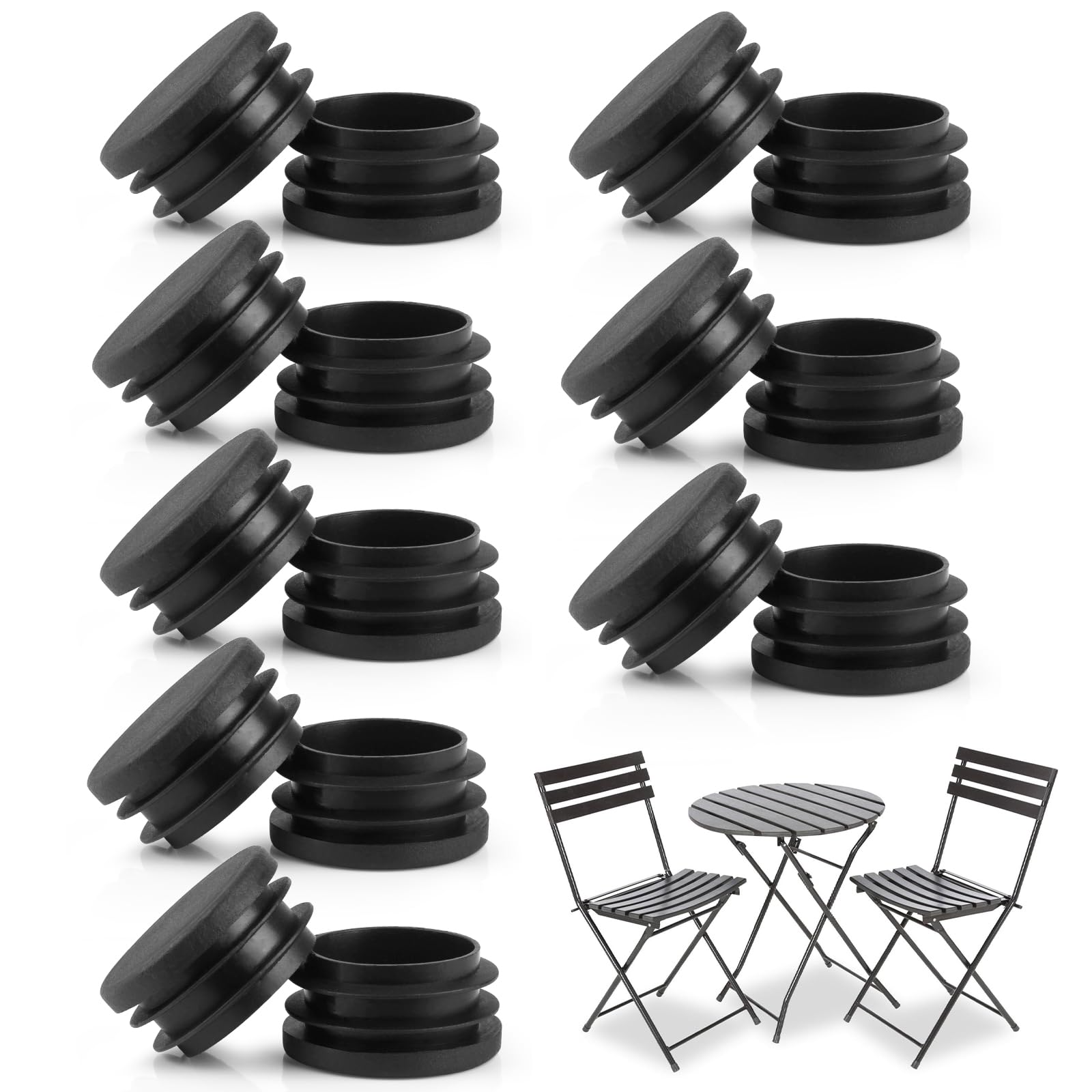 16 Piezas Tapones De Plastico ø 25mm, Tacos Sillas Patas Redondas De Plástico PE Negr, Robustos Protector Patas Sillas, Tapones Plastico Tornillos para Cubrir Tubos De Acero, Tubos De Acero Inoxidable