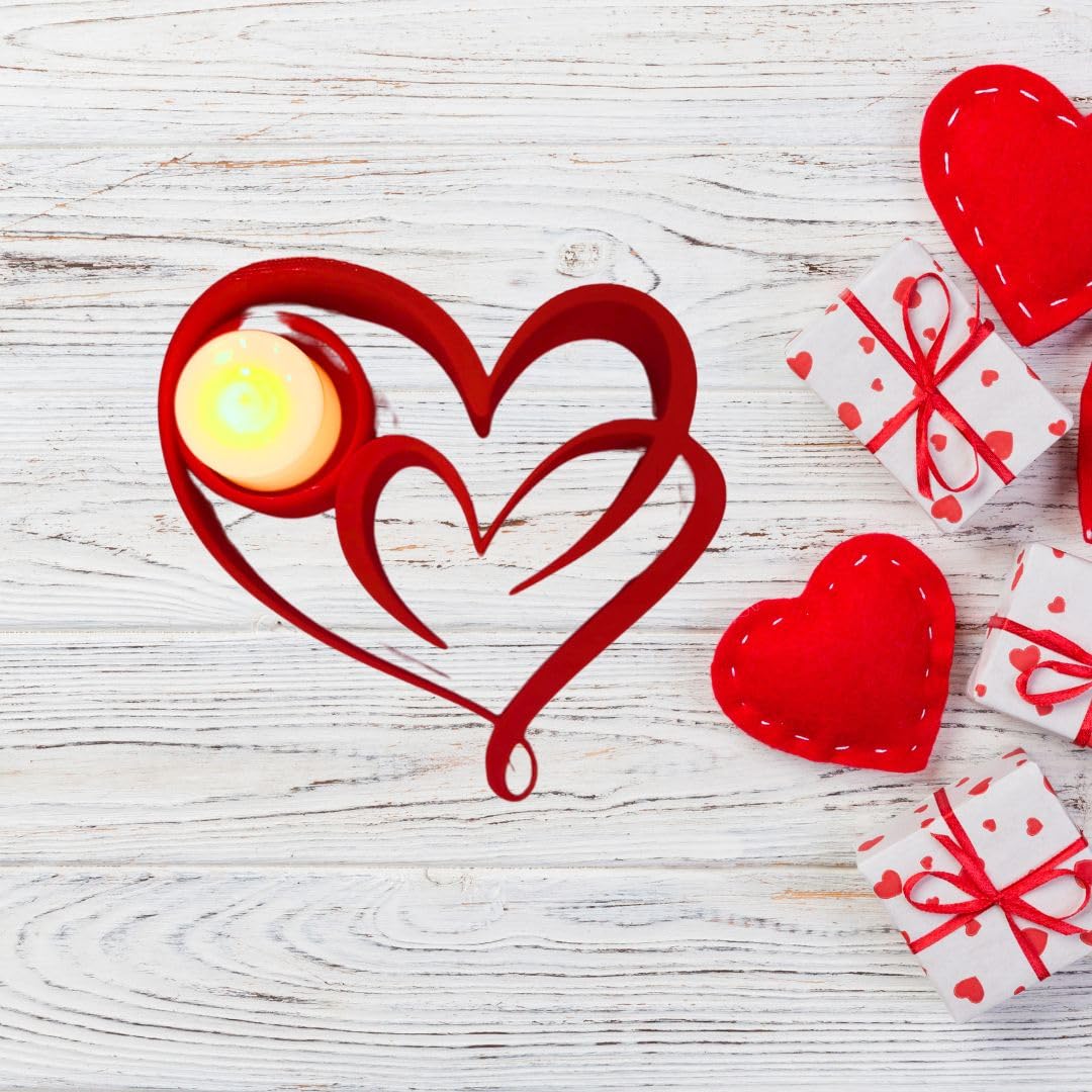 QUANTUM LEGENDS Double Heart Shaped Showpiece with Tealight for Valentines Day Anniversary| Valentine Gift for Girlfriend Boyfriend Husband Wife| Valentine Day Gifts| Valentine Decoration Items