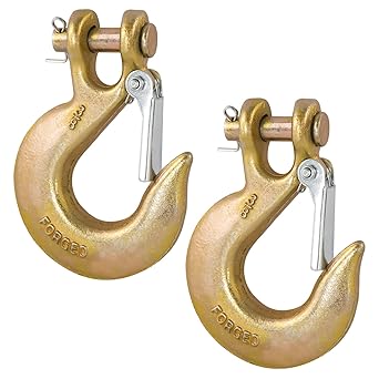 3/8" Clevis Slip Hook, G70 Tow & Winch Hooks with Safety Latch, Heavy Duty Forged Hook for Trailer, Transport, Lift & Pull, 18,000 lbs Capacity 2 Pack