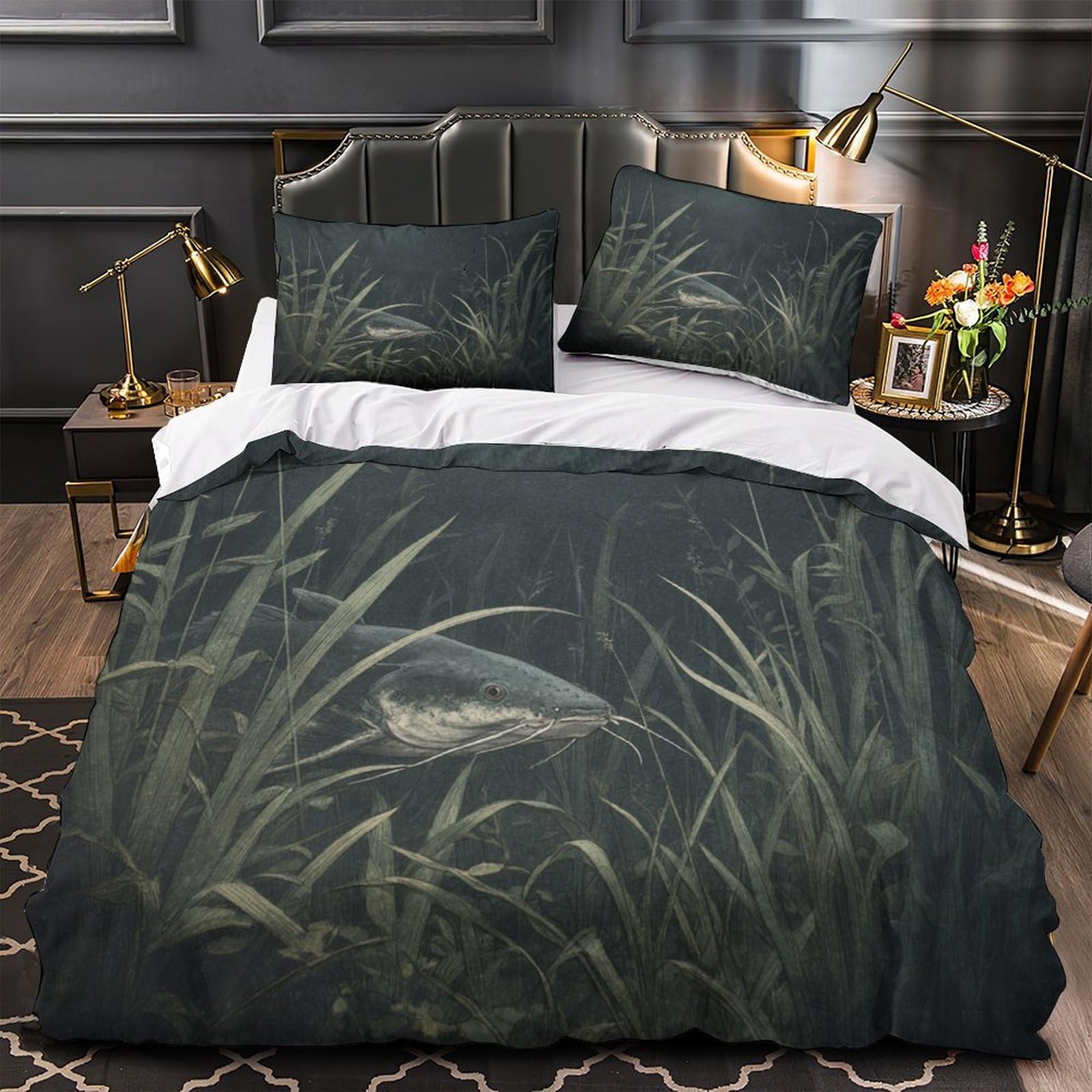 Housse de couette poisson-chat 3D pour une ambiance nature relaxante