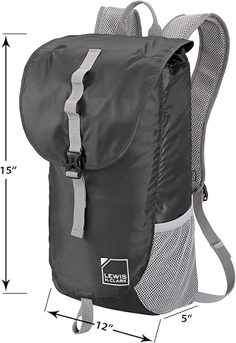 Miniatura 2 de Lewis N. Clark Paquete diario ligero, Negro -, Mochila ligera y plegable con bolsillo Rfid