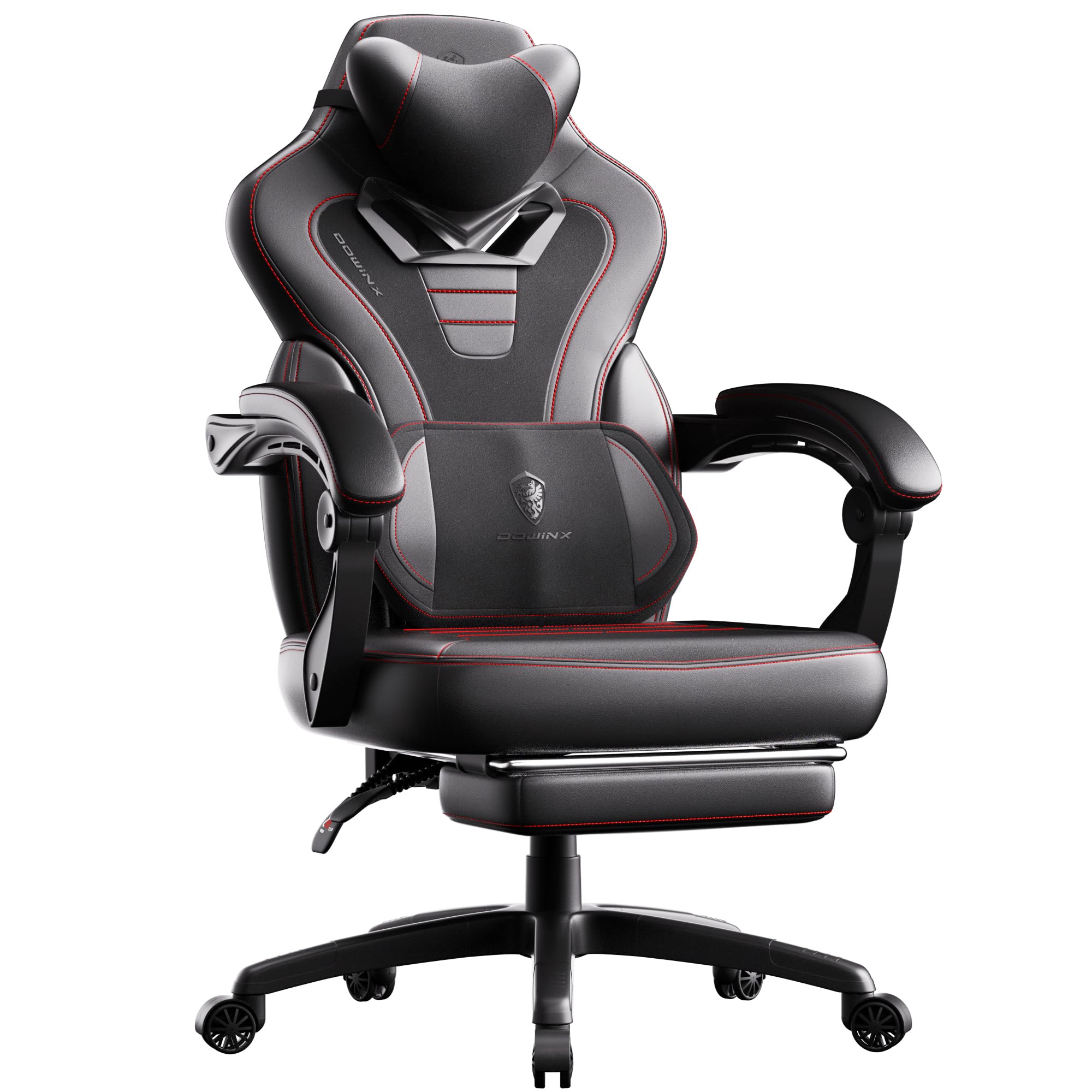 Dowinx Fabric Gaming Chair with Footrest,Big and Tall Game Chair for Heavy People, Gamer Chair with Massage Lumbar Support,Ergonomic Computer Gaming