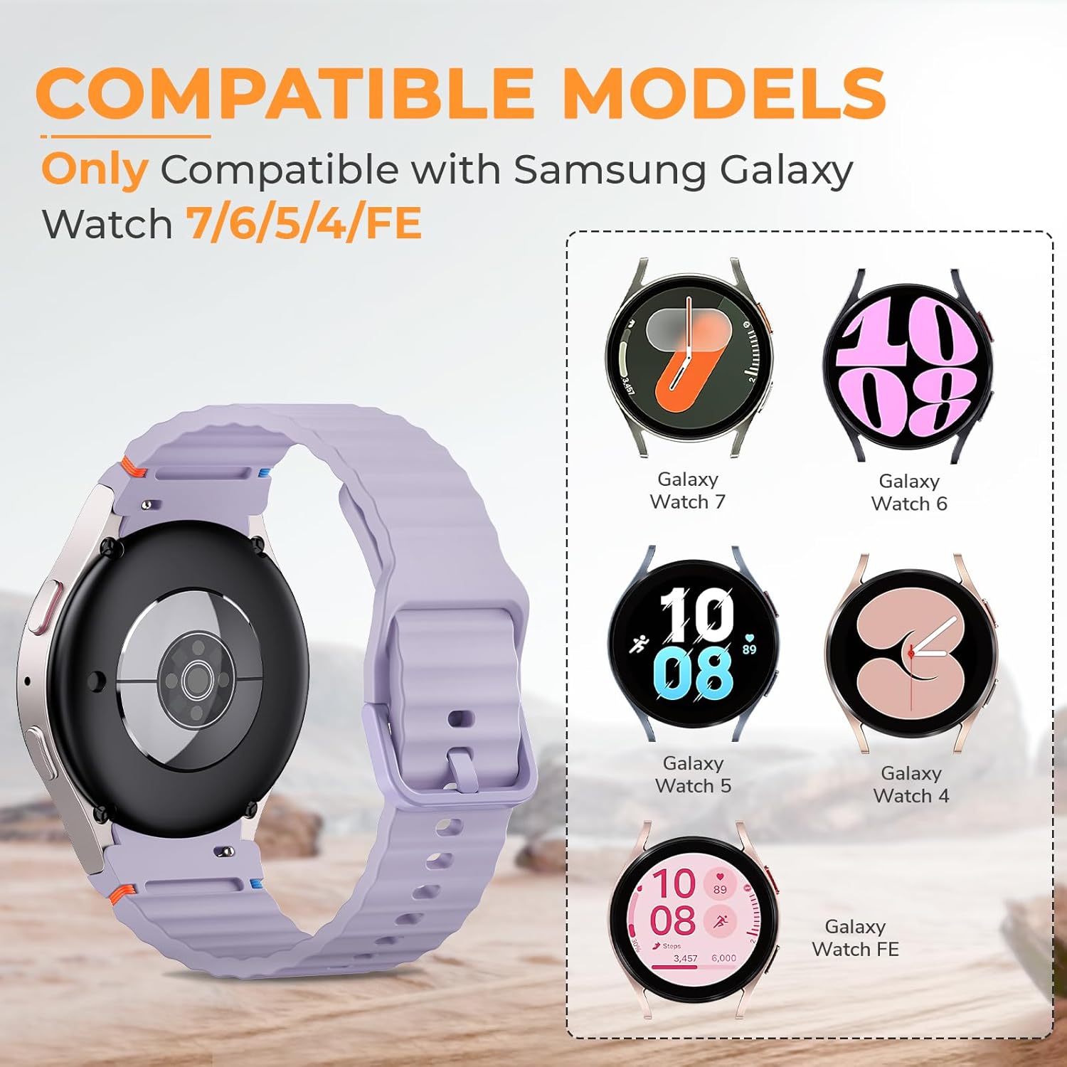 NotoCity Sport Watchbands Compatible with Galaxy Watch 7 Band 40mm 44mm,No Gap Soft Silicone Strap for Galaxy Watch 6 Classic 43mm 47mm/5 Pro 45mm/FE Band - Image 2