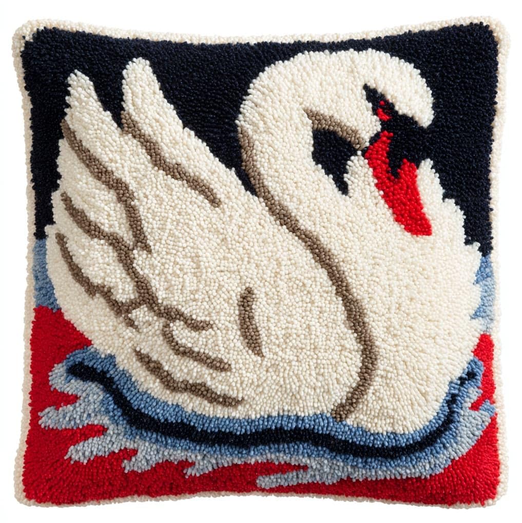 AxiangziK Latch Hook Kits for Adults,Animals Swans Latch Hook Pillow Kits,17x17in Crochet Yarn Kit for Beginners,DIY Needlework Crafts Cover Case with Printed Canvas