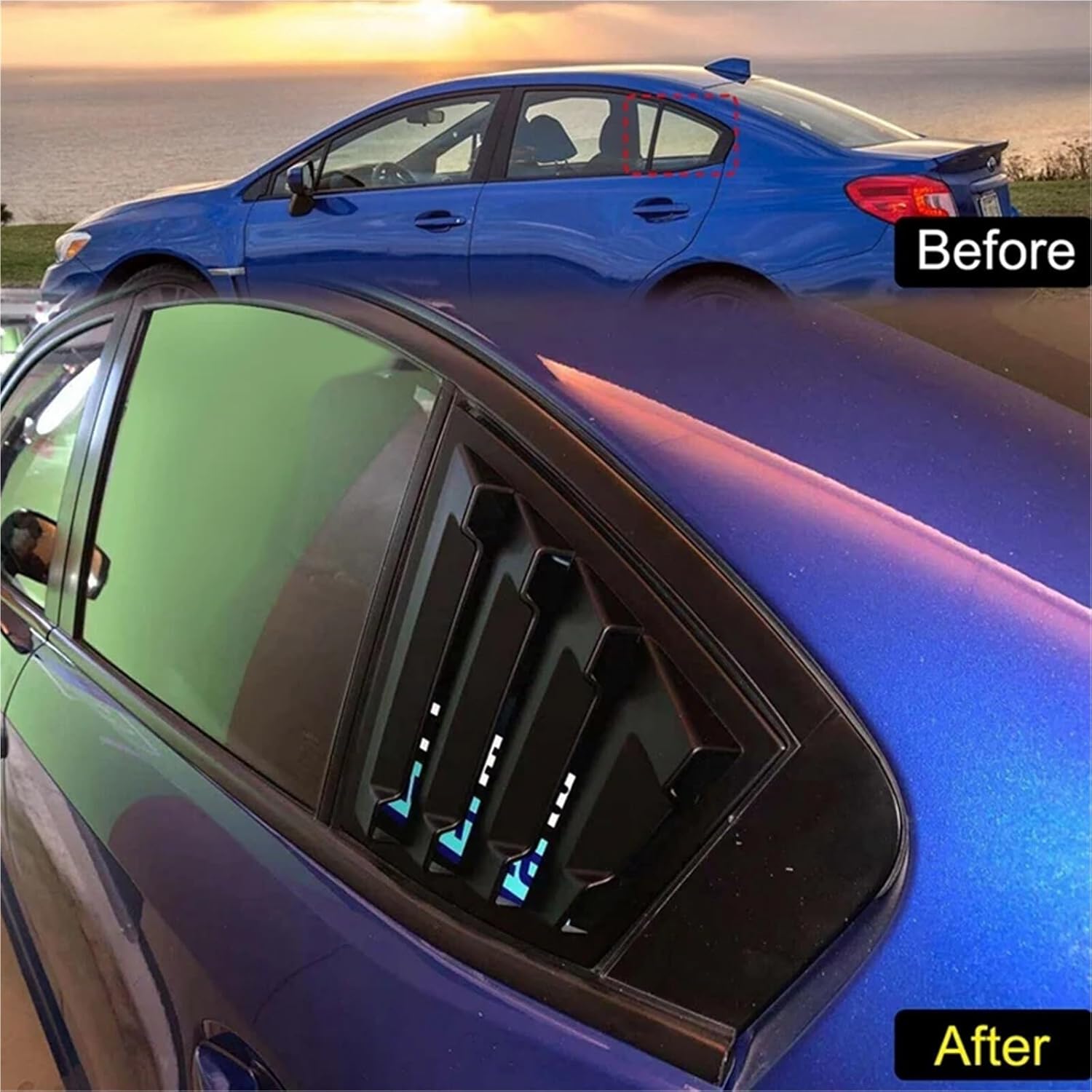 Rear Side Vent Quarter Window Louver Shutter Cover Trim Parts Accessories Compatible with Subaru WRX/WRX STI 2015-2021