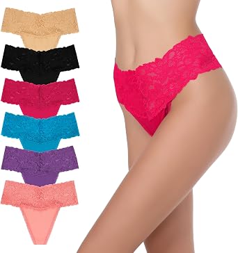 High Waisted Thong Tummy Control Panties Cotton Lace Thongs S-4XL | GAREDOB High Waisted Thong Underwear Tummy Control Panties Cotton Lace Thongs Size S-4XL