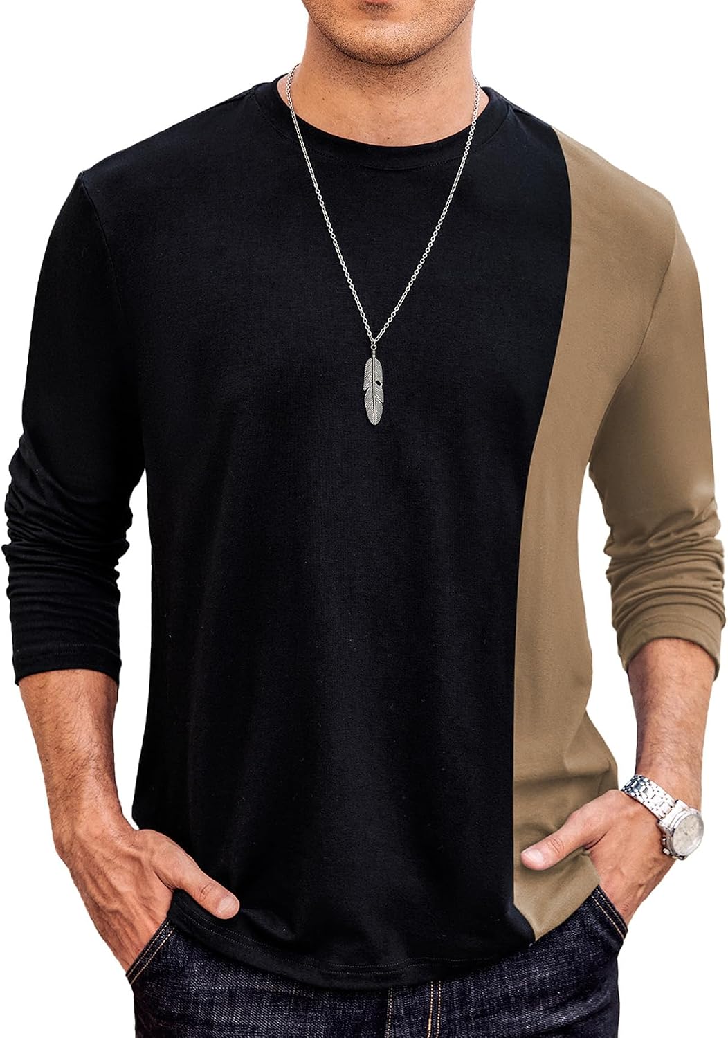 Hardaddy Men’s Casual Contrast Color T-Shirts...