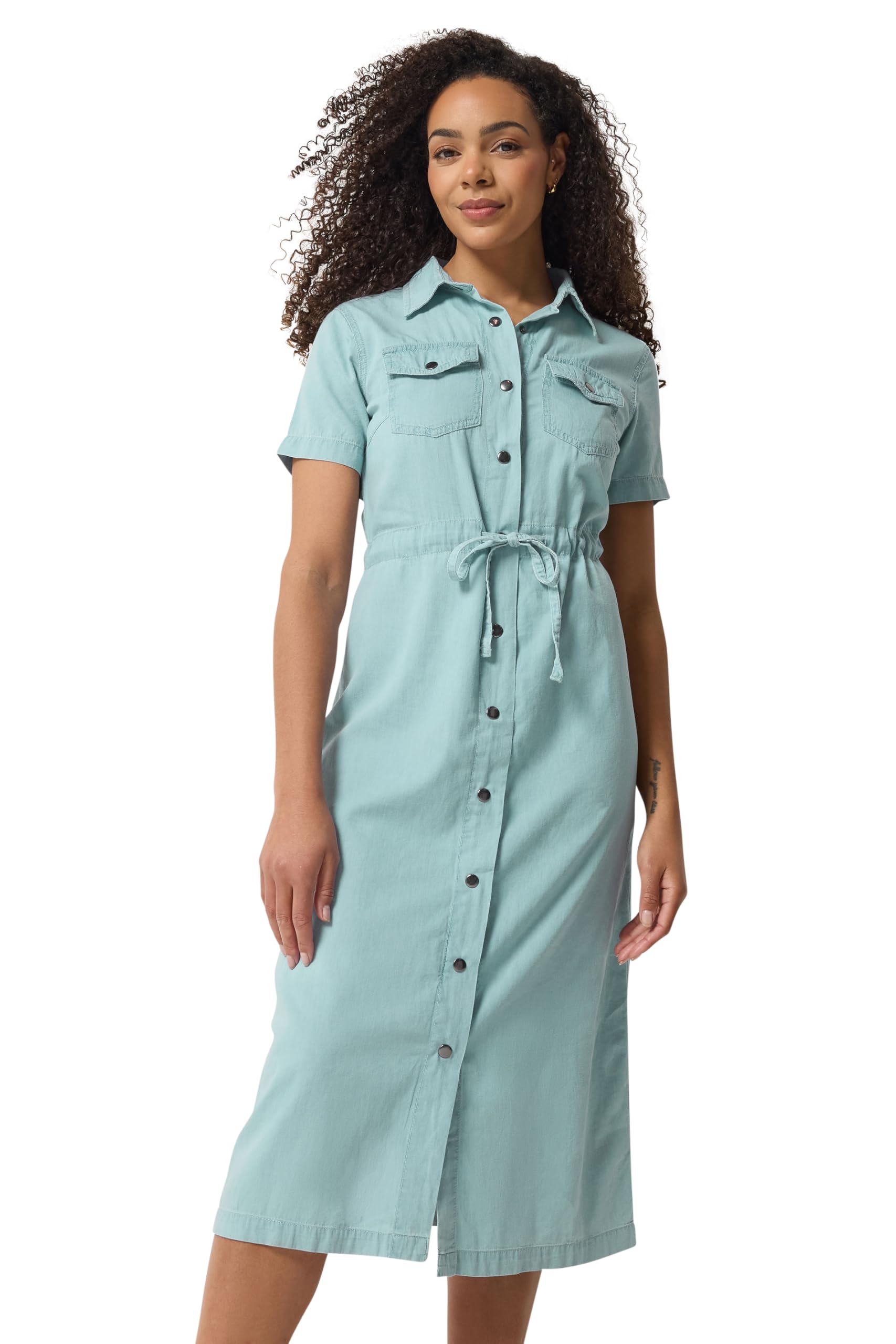 M&Co Women's Tencel Denim Shirt Dress - Light Blue - Size 14