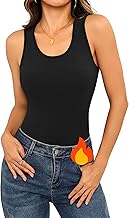 Aottori Thermal T-Shirt Women Sleeveless Round Neck Basic Vest Winter Slim Elastic Soft Knit Ribbed Top Warm Inner