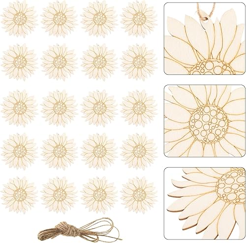 Miniatura 5 de EXCEART 2 juegos de decoración de madera para manualidades de madera sin terminar, grafiti, recortes de madera, recortes de madera para bricolaje,