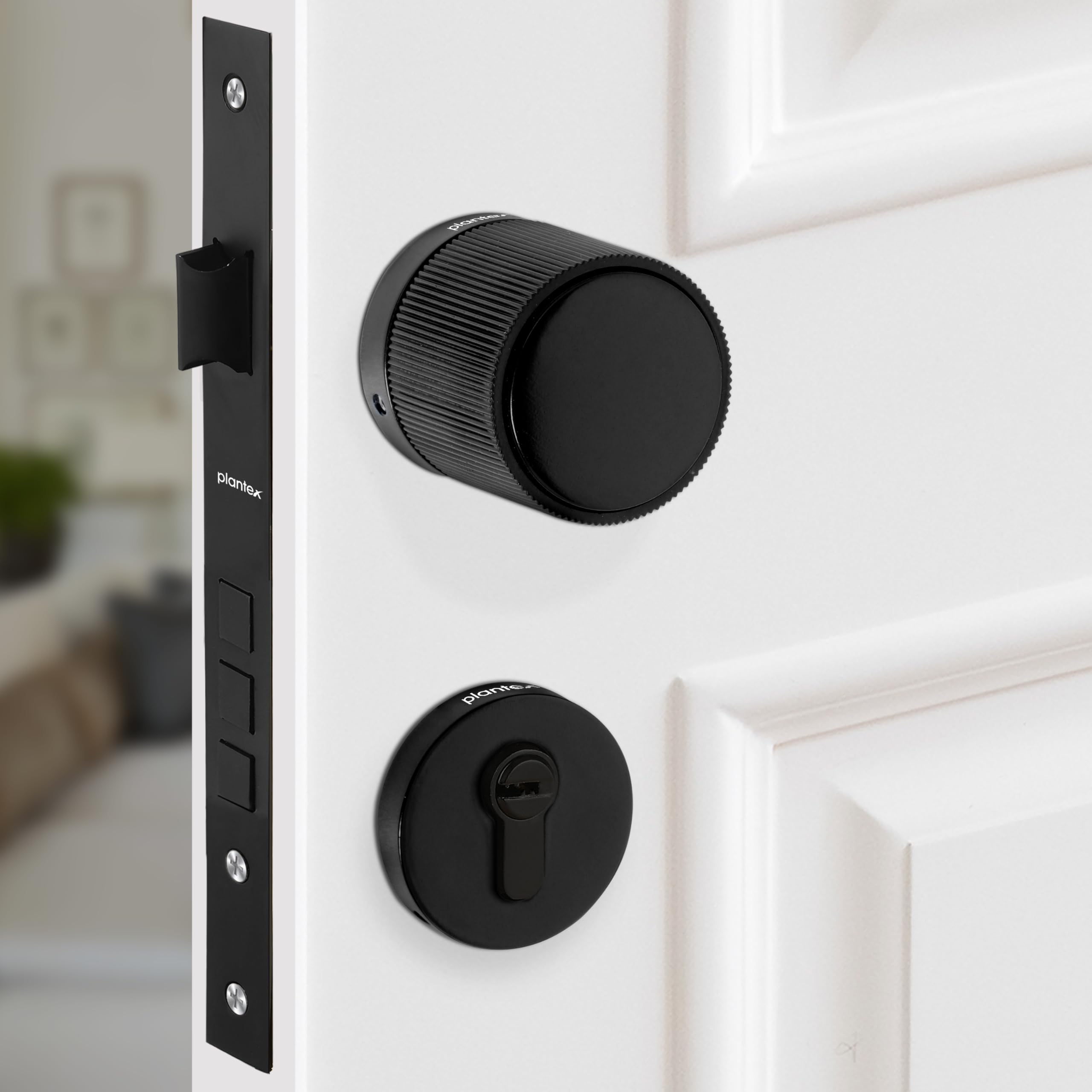 Plantex Main Door Mortise Lock/Heavy Duty Door Knob Lock/Pull Handle Set for Home/Office - Door Accessories - (Brass Antique - Black) — Amazon image 9