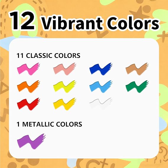 12 Vibrant Colors Jumbo Acrylic Paint Markers, 15MM Graffiti Markers