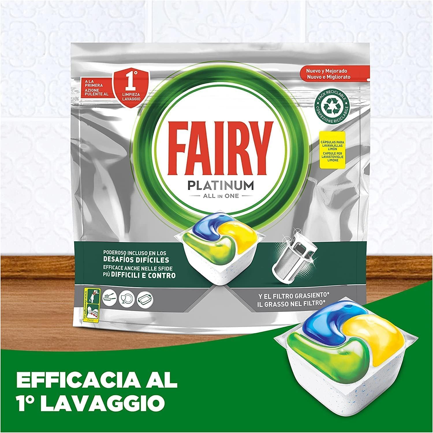 Capsule Lavastoviglie Tutto in Uno – Azione Sgrassante Profonda – Profumo Limone – 73 Capsule kit con Spugna Brandizzata SPESA & RISPARMIO Inclusa – Variazioni 4/8/12 Pezzi (12)