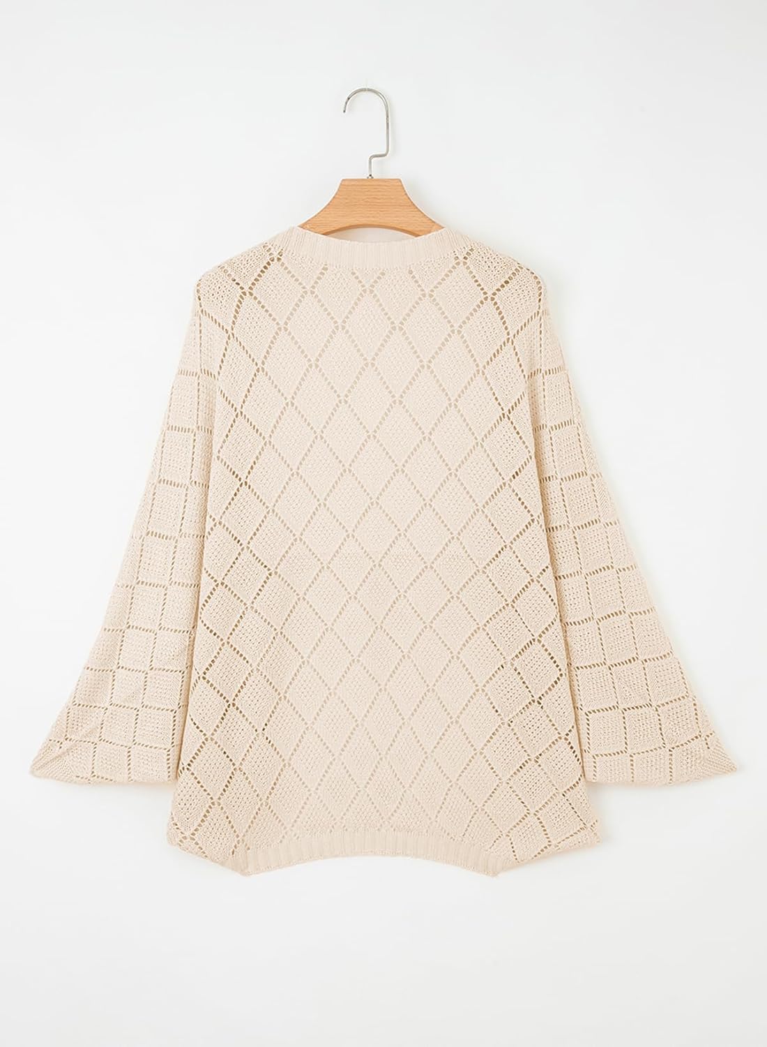 Sidefeel Women's Crochet Oversized Cardigan Sweaters Boho Long Batwing Sleeve Knit Open Front Shrugs Lightweight Sweater - Image 5