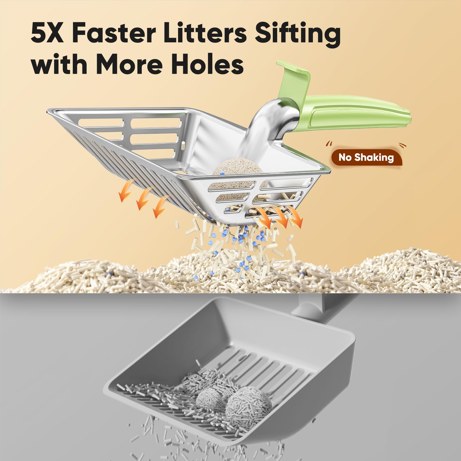 Metal Cat Litter Scoop, Large Cat Scooper with Deep Shovel & Dual Sifting Holes for Fast & Precise Sifting, Space Aluminum Kitty Litter Scooper with Long Handle & Easy-to-Hang Hook - Mint - image 7