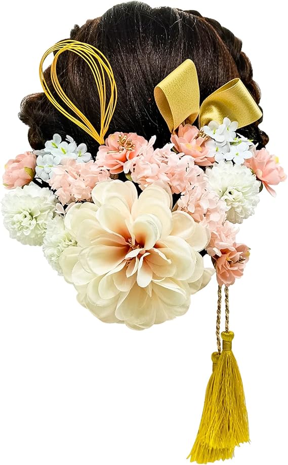 Amazon 髪飾り 成人式 花 水引 19点セット 金色 ダリア コサージュ 組紐 房飾り Uピン式 つまみ細工 ヘアアクセサリー 振袖向け 卒業式 和装 結婚式 着物 白無垢 色打掛 花嫁 七五三 ピンク 和装小物 通販