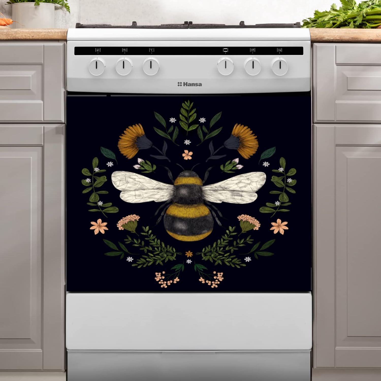 KOLU Kitchen Decor Autumn Bee Dishwasher Cover Magnetic Sticker-Spring Flower Decal Magnet-Wasp Magnetic Dishwasher Door Floral Animal Home Decor Washing Machine 23x17inch