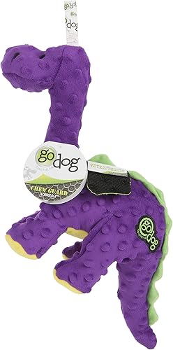 Vista 42 de goDog Dinos Spike Squeaky - Juguete de peluche para perro, tecnología Chew Guard, verde, pequeño Dinos Bruto (Púrpura)