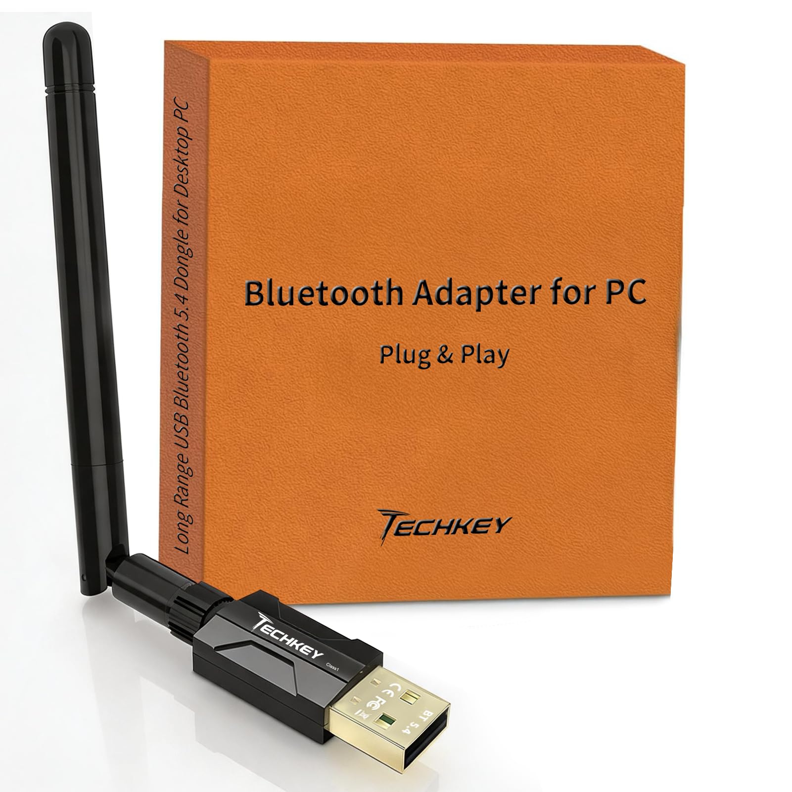 USB Bluetooth 5.4 Adapter for Desktop PC: Long Range 500FT Wireless Dongle with 5dBi Antenna Plug &amp; Play for Laptop Windows 11/10/8.1, Pair BT Headphones/Headset/Speaker/Mouse/Keyboard/Printer