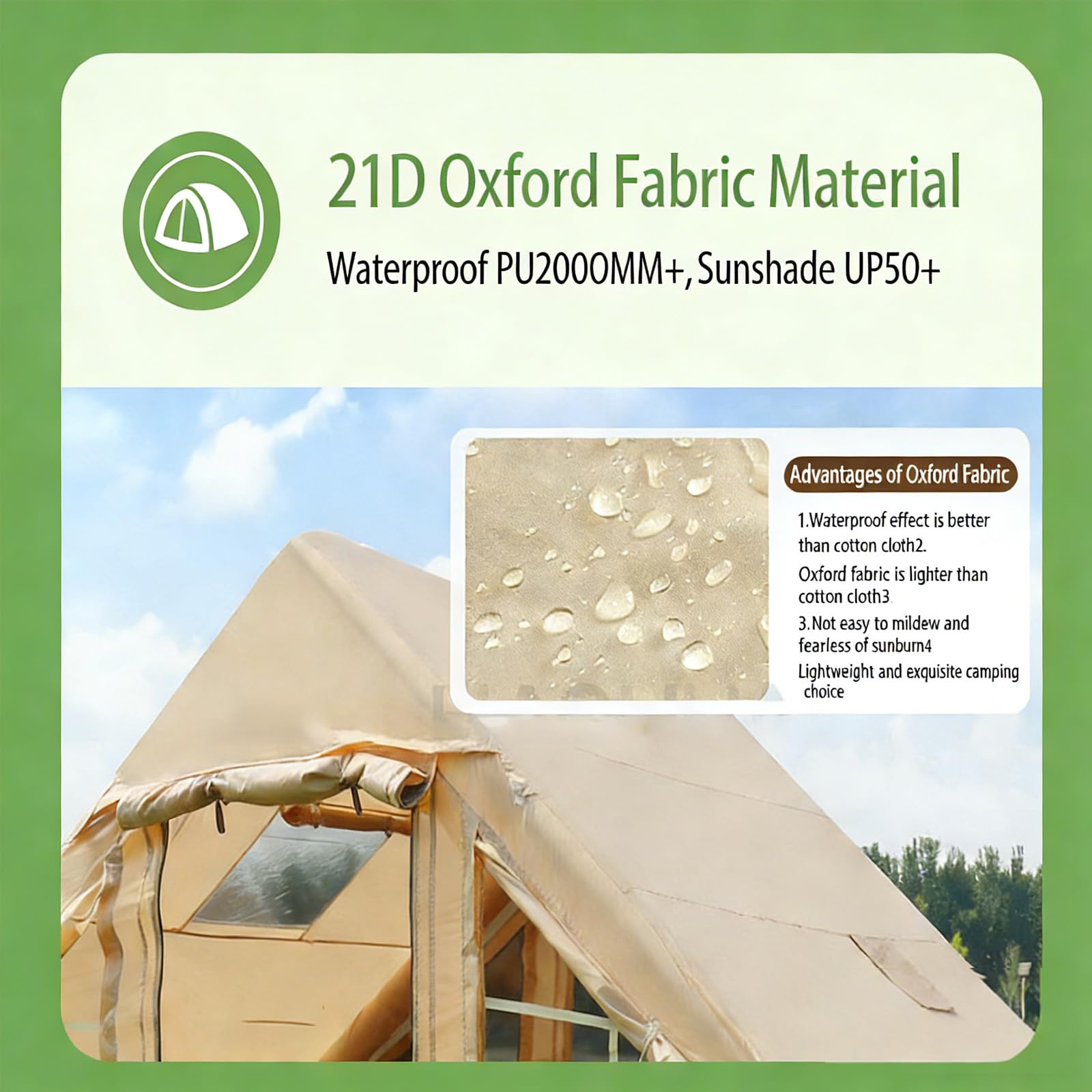 Nadmuchiwany namiot kempingowy dla 2-6 osób, namiot powietrzny na zimną pogodę, wodoodporny Oxford, łatwy montaż w 5 minut z pompką ręczną, przenośny design na 4 pory roku