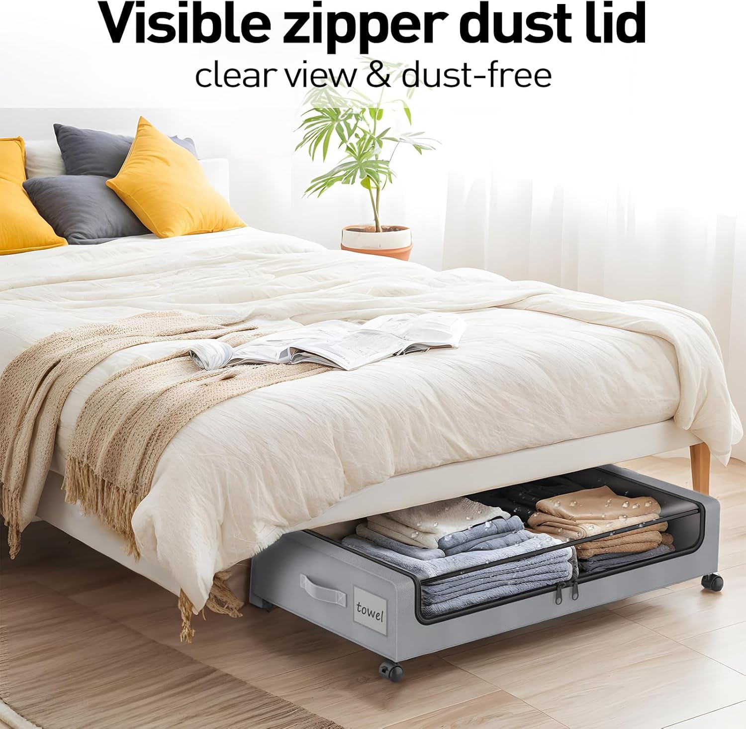 APSARAS USA Underbed Storage with Wheels, Under Bed Storage Containers with Clear Window, Rolling Drawers & Bins for Shoes Clothes in Dorm Bedroom, Easy Pull-out Black 2-Pack- Space-Saving