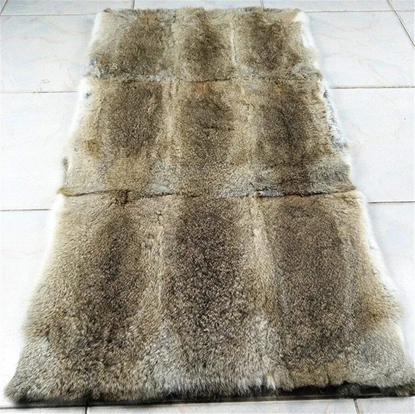 Natural Fur Bed Throw Blanket,Rug,Rabbit Hide Skin Blankets/Plates Furry Soft Warm Lush Fur Throw Home Decoration Reprocessed DIY Materials (21.65" x 43.3" Straw Yellow)
