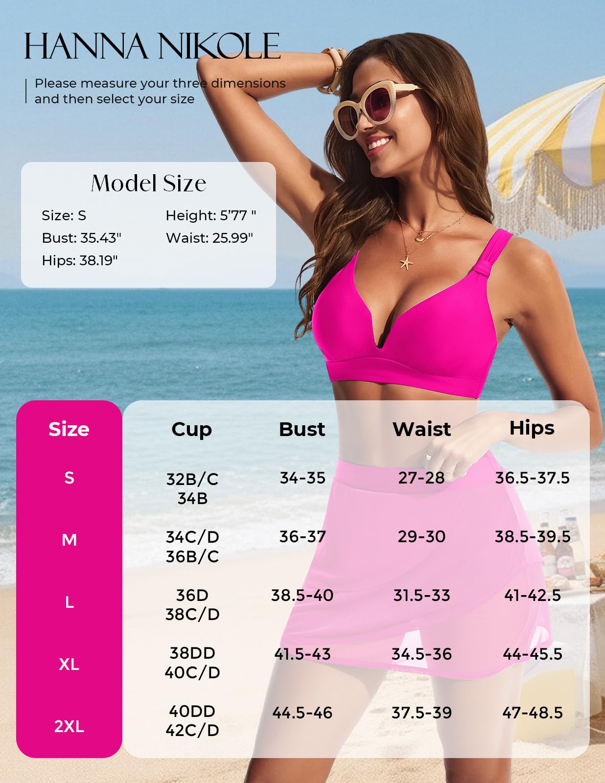 Hanna Nikole Set bikini da donna, costume da bagno da donna, costume da bagno da donna a vita alta, costume da bagno sexy a due pezzi in rete con scollo a V