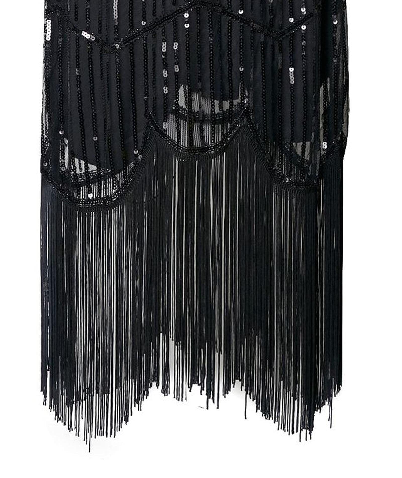 HAHAEMMA - Abito vintage anni ’20 da donna, abito da flapper stile Charleston o Grande Gatsby, con paillettes e nappe, orlo, abito da sera e fa cocktail, adatto per feste a tema