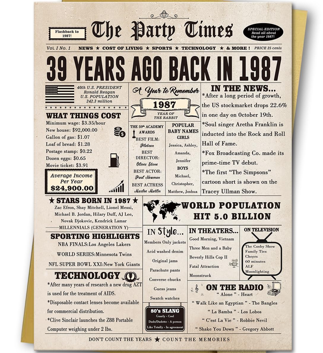 Londue 39th Birthday Card Gifts for Her Him, Happy 39th Birthday Decorations for Women Men, Large 39 Years Old Bday Card for Husband Wife