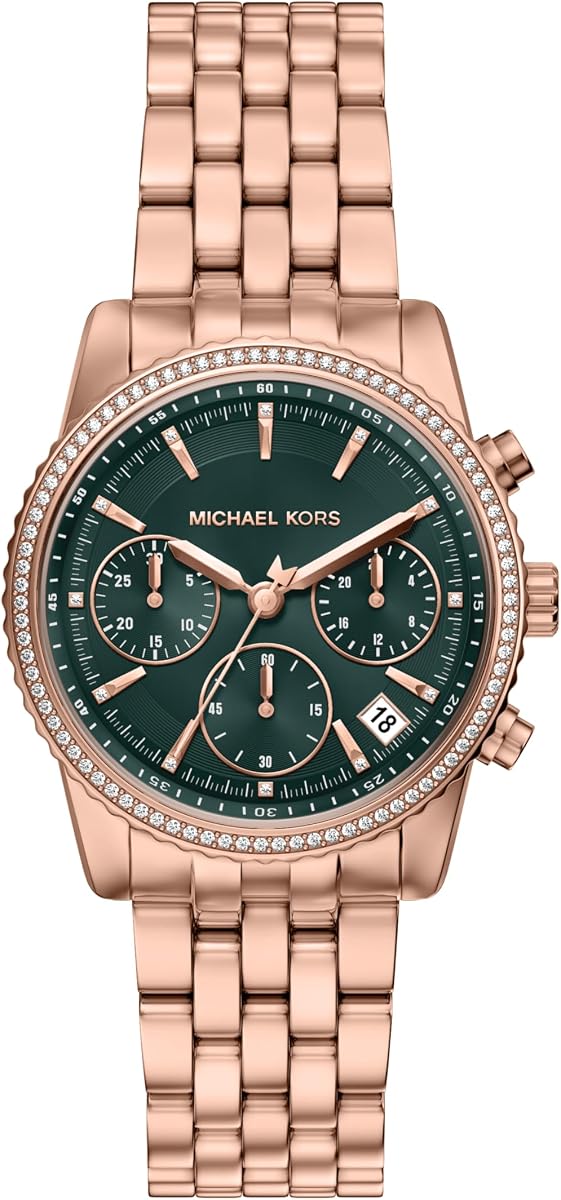 Reloj Bryant de acero inoxidable en tono oro rosa con cronógrafo para mujer (Modelo: MK7600)