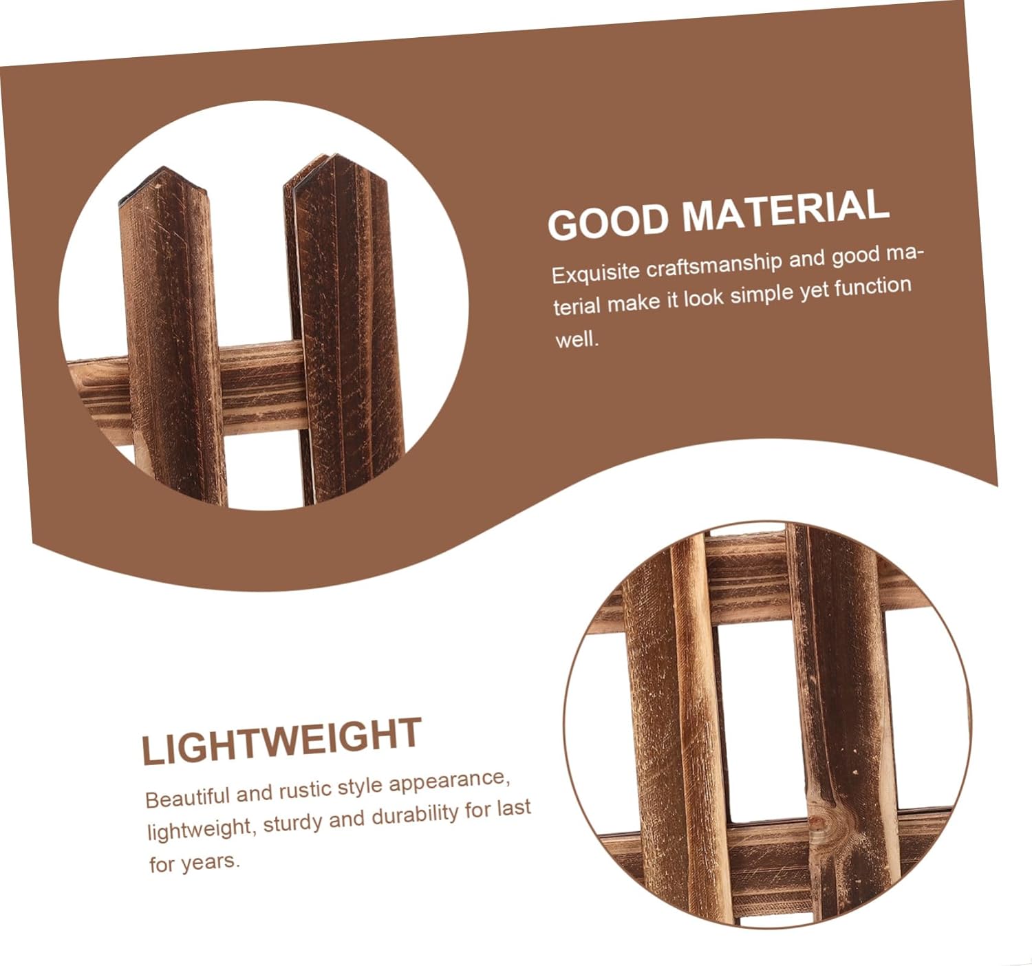 Carbonized Wooden Garden Fence Edging High Long Rustic Landscape Border for Flower Beds Lawn and Driveways Flexible Outdoor Lawn Decor with Smooth Finish