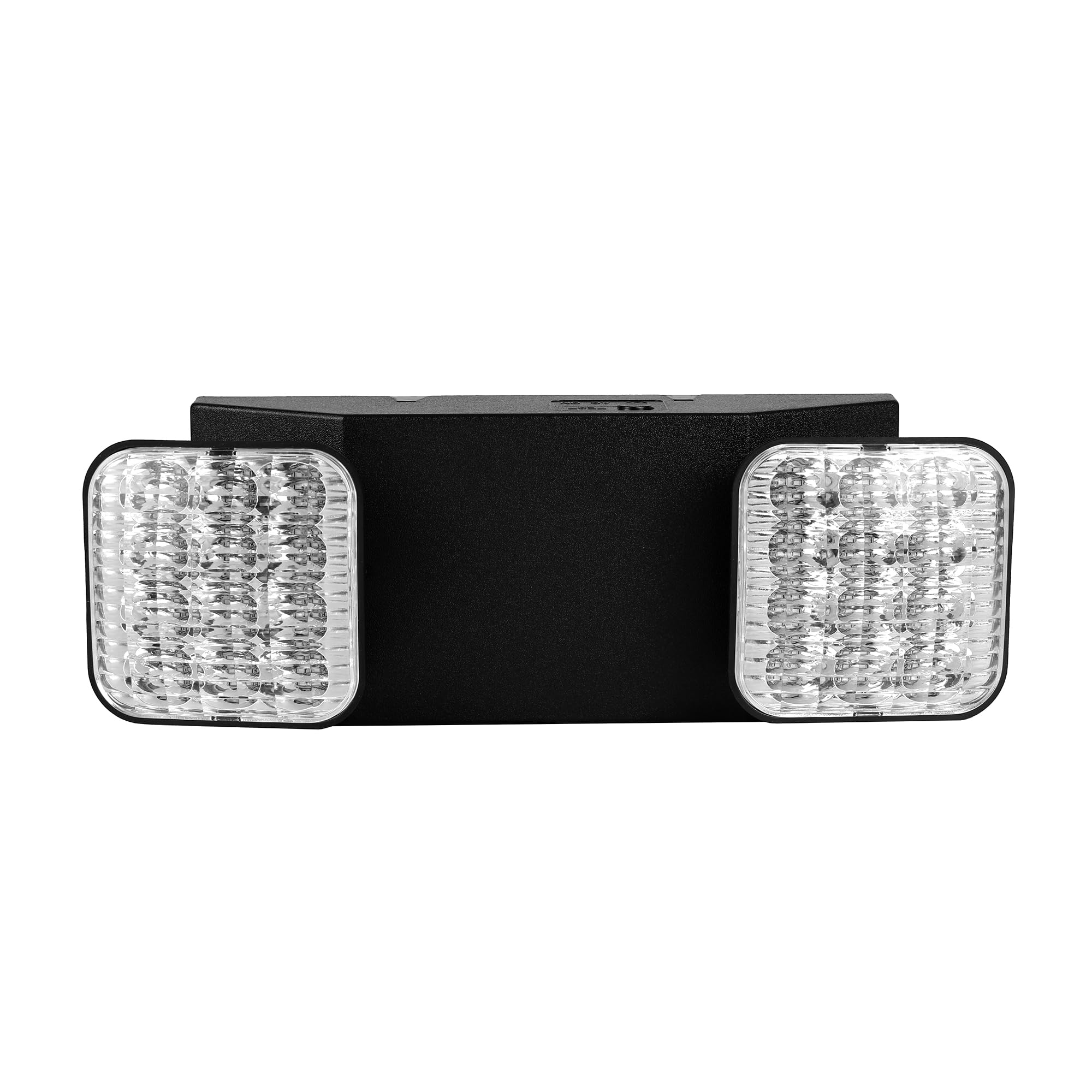 Qllite LED Emergency Light with Battery Backup, LED Commercial Emergency Lighting Fixtures Two Heads Adjustable, UL Listed, AC 120-347V, Energy Efficient for Business Schools Hospitals, Square Black