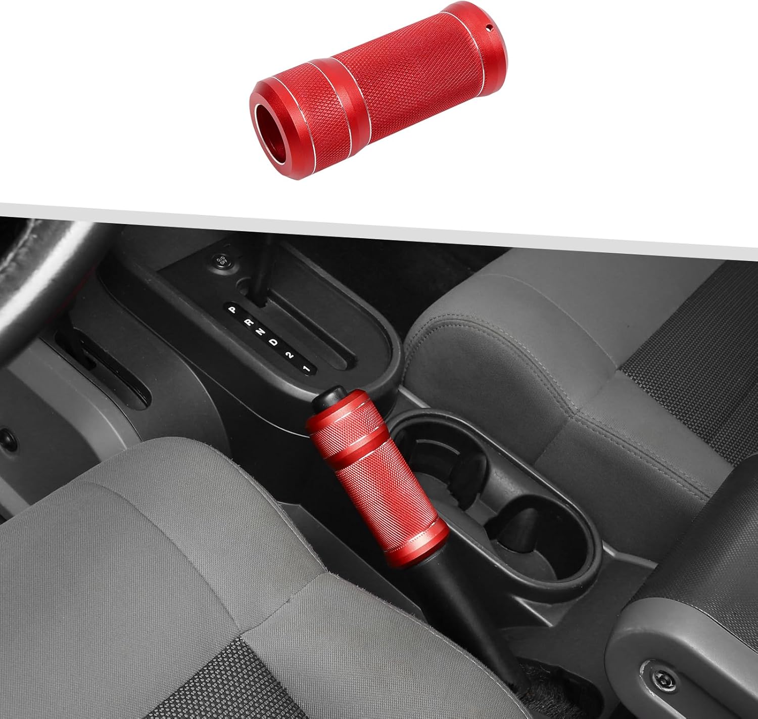 Jimen Fit for Jeep Wrangler JK JKU 2007-2010, 1PC Car Handbrake Cover Trim (Red)