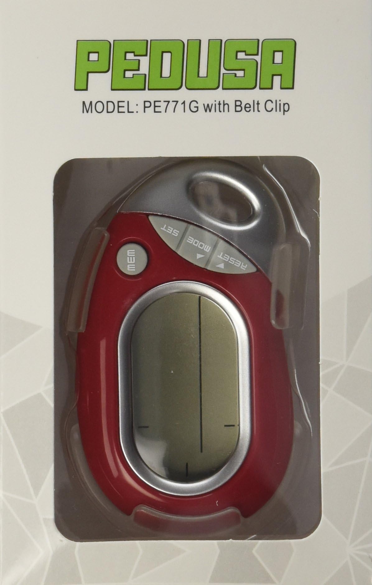 Pedusa PE-771 Tri-Axis Multi-Function Pocket Pedometer (Red with Holster/Belt Clip)