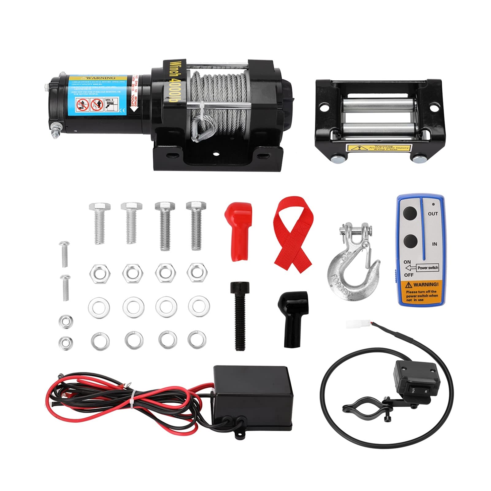 Paranco A Catena, Verricelli Telecomandati 12V 4000 Libbre Kit Verricello Elettrico di Recupero ATV Rimorchio Camion Auto Dc12V